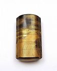 19C Japanese Makie Lacquer 5 Case Inro Sailboat Ship