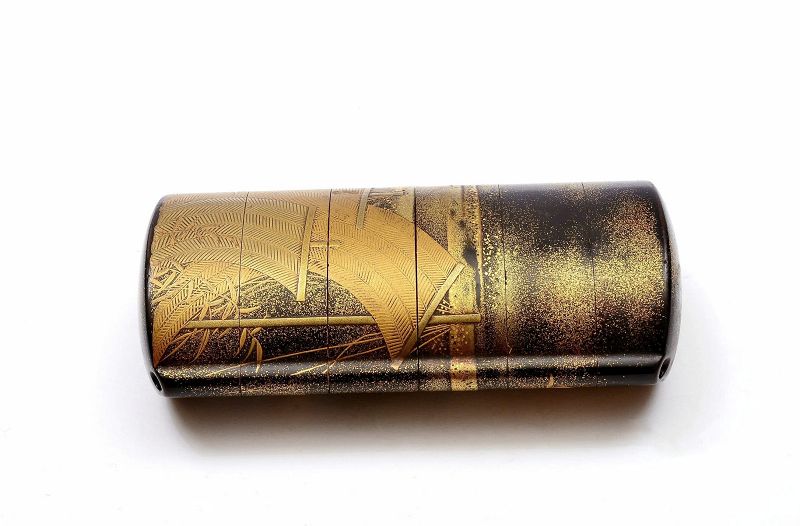 19C Japanese Makie Lacquer 5 Case Inro Sailboat Ship