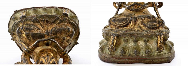 17C Chinese Gilt Lacquer Bronze Seated Buddha
