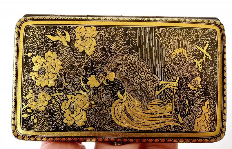 19C Japanese Mixed Metal Cigarette Card Case Komai OTOJIRO