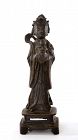 17C Chinese Ming Bronze Immortal Deity Lady Incense Burner Peach