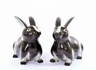 Pair of Old Japanese Kutani Porcelain Rabbit