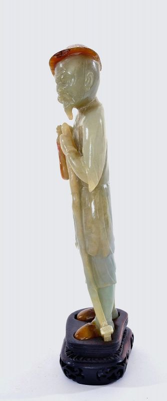 Old Chinese Jade Jadeite Carved Carving Farmer Figure Figurine