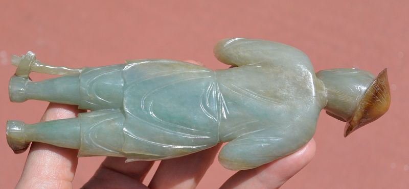 Old Chinese Jade Jadeite Carved Carving Farmer Figure Figurine