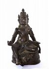 19C Chinese Nepal Tibetan Bronze Figure of Yellow Jambhala 黄财神