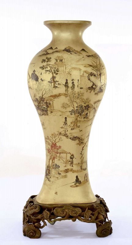 19C Chinese Foochow Foo Chow Fuzhou Fujian Lacquer Vase