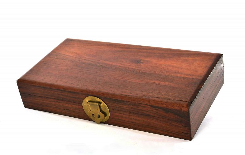 Old Chinese Wood Hardwood Carved Scholar Document Presentation Box