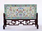 Early 19C Chinese Famille Rose Porcelain Scholar Table Plaque Screen