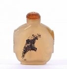 19C Chinese Agate Carved Carving Snuff Bottle