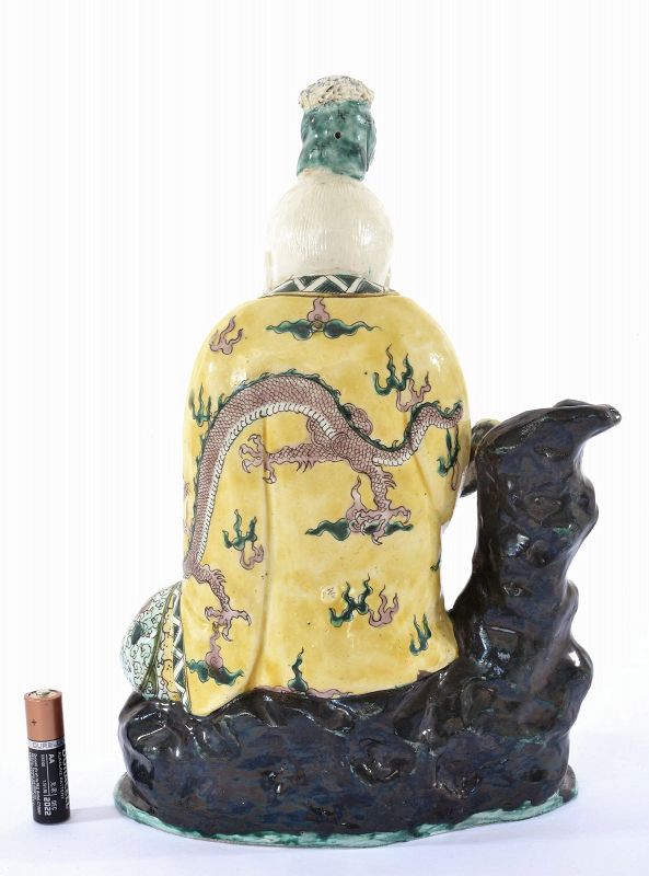 Old Chinese Sancai Glazed Porcelain Figure Figurine Dragon Robe