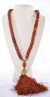 Old Egg Yolk Butterscotch Amber Carved Prayer Rosary Bead Necklace