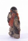 19C Chinese Agate Carnelian Carved Relief Snuff Bottle Old Sage & Bat