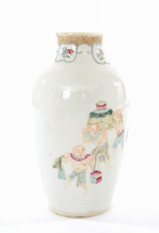 18C Chinese Famille Rose Porcelain Vase Zhong Kui 鍾馗