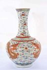 Old Chinese Famille Rose Iron-Red Glazed Dragon Vase Guangxu Mark