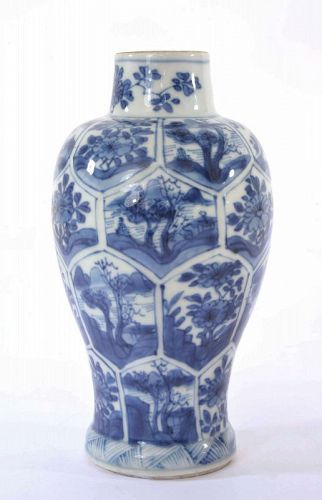 17C Kangxi Chinese Blue & White Porcelain Vase Flower