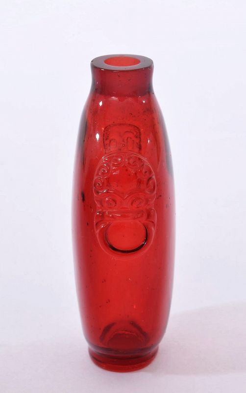 Late 18C Ruby Red Peking Glass Snuff Bottle