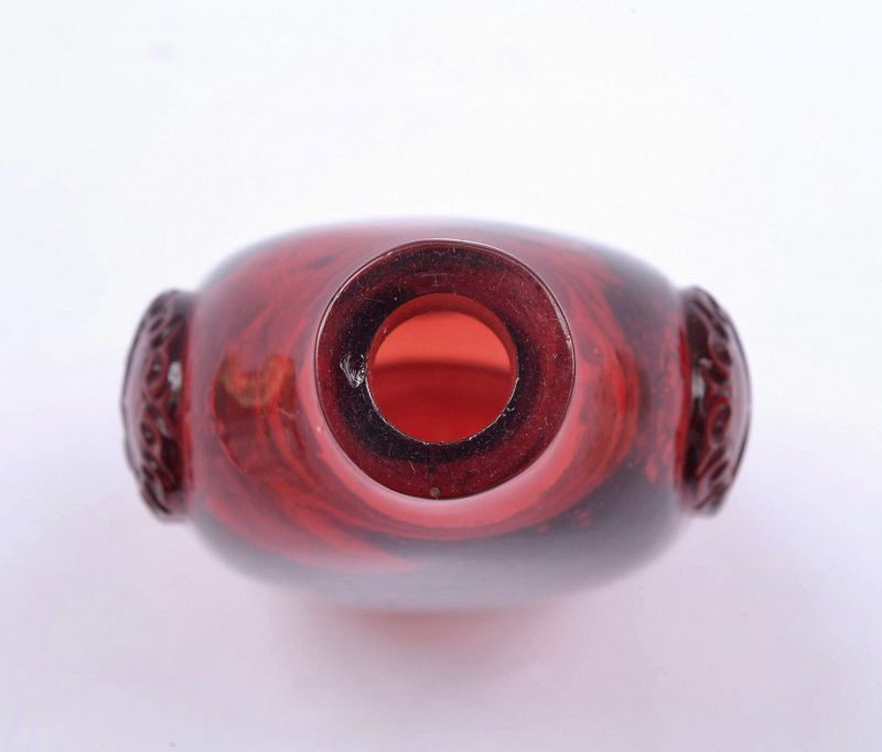 Late 18C Ruby Red Peking Glass Snuff Bottle