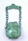 Chinese Turquoise Carved Carving Dragon Snuff Bottle Chain