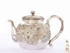 Old Japanese Sterling Silver Repousse Teapot Chrysanthemum Flower Sg