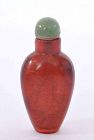 19C Chinese Amber Carved Carving Snuff Bottle
