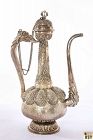 Old Tibetan Mongolian Silver Dragon Ewer Teapot Marked