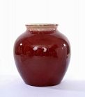 Old Chinese Flambe Ox Blood Oxblood Sang Boeuf Langyao Style Vase Jar