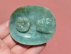 19C Chinese Apple Green Jade Jadeite Carved Carving Belt Buckle Dragon