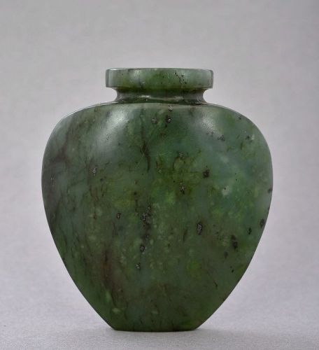 19C Chinese Spinach Jade Carved Carving Snuff Bottle