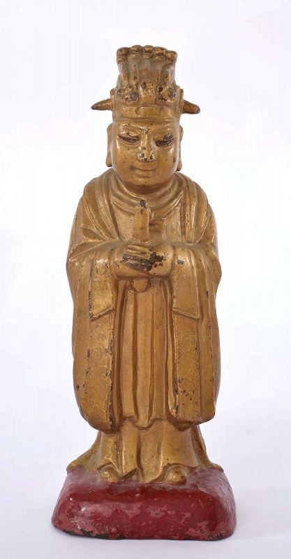 17C Chinese Ming Gilt Bronze Official Figure Figurine  1792 Gram