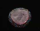 Old Chinese Silver Enamel Tourmaline Pin Brooch Marked "Silver"