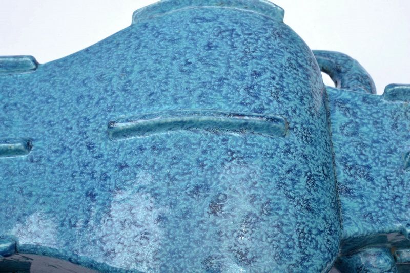 1900's Chinese Robin's Egg Glazed Porcelain Vase Elephant Ear