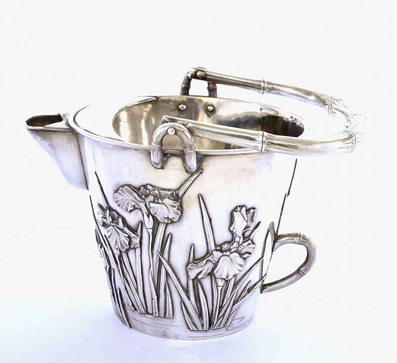 1930's Japanese Sterling Silver Ice Bucket Iris Arthur Bond, Yokohama