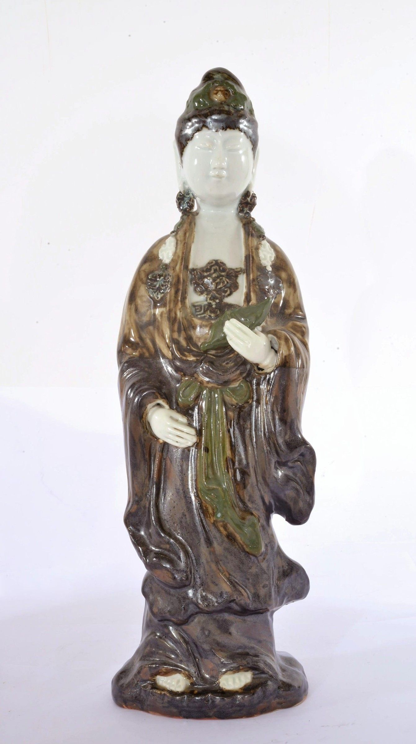 1930's Japanese Sumida Gawa Porcelain Kannon Buddha Figurine