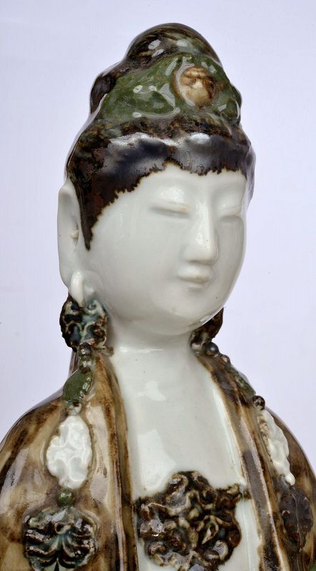 1930's Japanese Sumida Gawa Porcelain Kannon Buddha Figurine