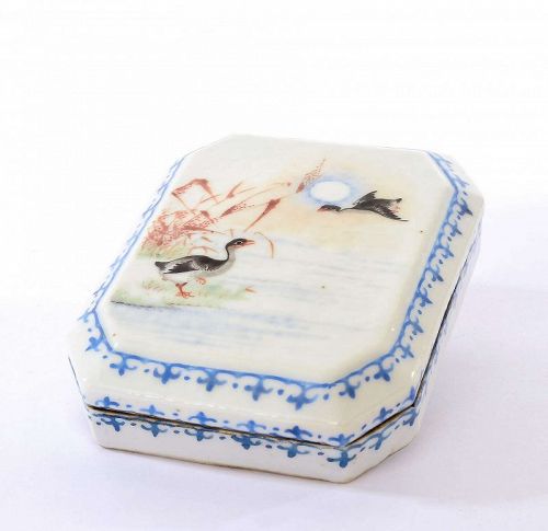 Republic Chinese Famille Rose Porcelain Scholar Inkstone Box Goose