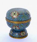 19th Century Chinese Cloisonne Enamel Covered Bowl Flower