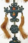 19C Chinese Silk Embroidery Bedroom Wall Hanging Tassel Knot