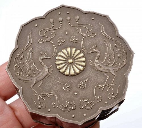 Old Japanese Silver Imperial Presentation Bonbonniere Box Signed