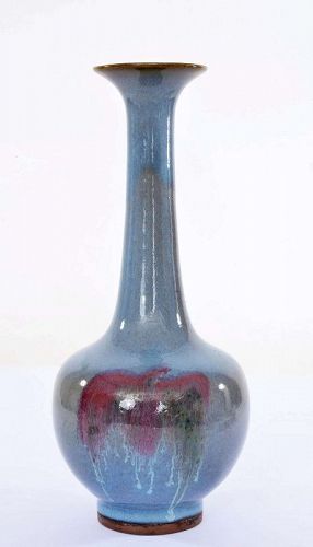 Old Chinese Jun Kiln Glazed Purple Splashed Porcelain Vase