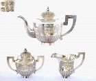 1930's Chinese Silver Teapot Tea Set Foo Fu Dog Lion Marked