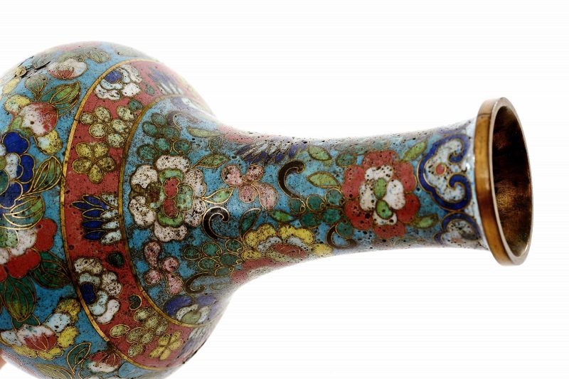 18th Century Chinese Gilt Cloisonne Floral Vase