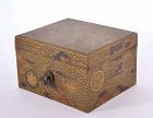 1900's Japanese Makie Lacquer Wood Carved Boko Box