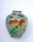 Old Japanese Plique a Jour Cloisonne Enamel Shippo Vase Goldfish