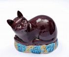 1900's Chinese Export Purple Aubergine Glaze Porcelain Cat
