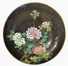 19C Chinese Cloisonne Enamel Charger Plate Peony Flower Butterfly
