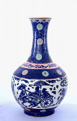 Old Chinese Famille Rose Enamel Porcelain Vase Figurine Flower Mk