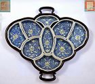 Chinese Famille Rose Sweetmeat Dishes Butterfly Shaped Wood Tray Mk