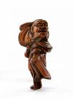 19C Japanese Wood Carved Carving Netsuke Figure Figurine