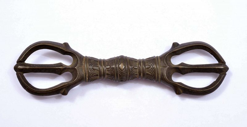 18C Japanese Bronze Sankosho Vajra Dorje Buddhist Implement