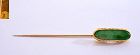 1930's Chinese Jadeite Jade Carved 18K Yellow Gold Hair Hat Pin "天興"